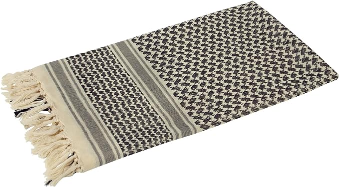 Keffiyeh with Tussle (Beige) 100% Cotton