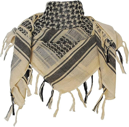 Keffiyeh with Tussle (Beige) 100% Cotton