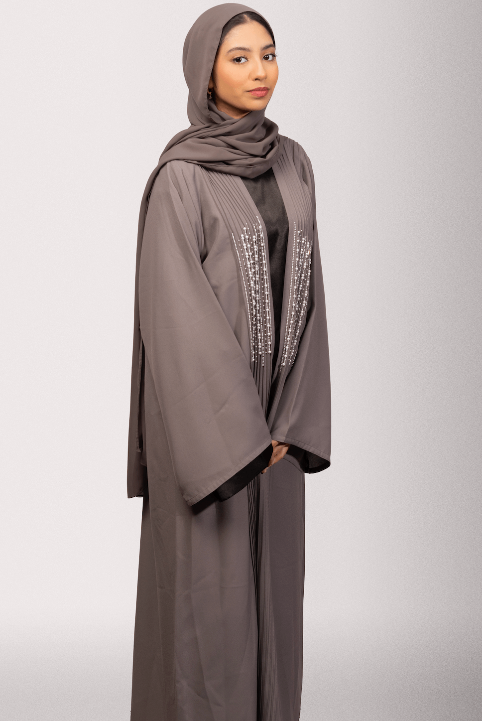 Luxurious Abaya in gray color 